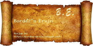 Bordás Ervin névjegykártya