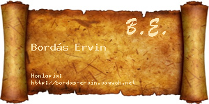 Bordás Ervin névjegykártya