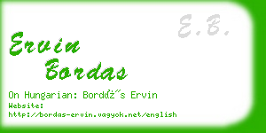 ervin bordas business card